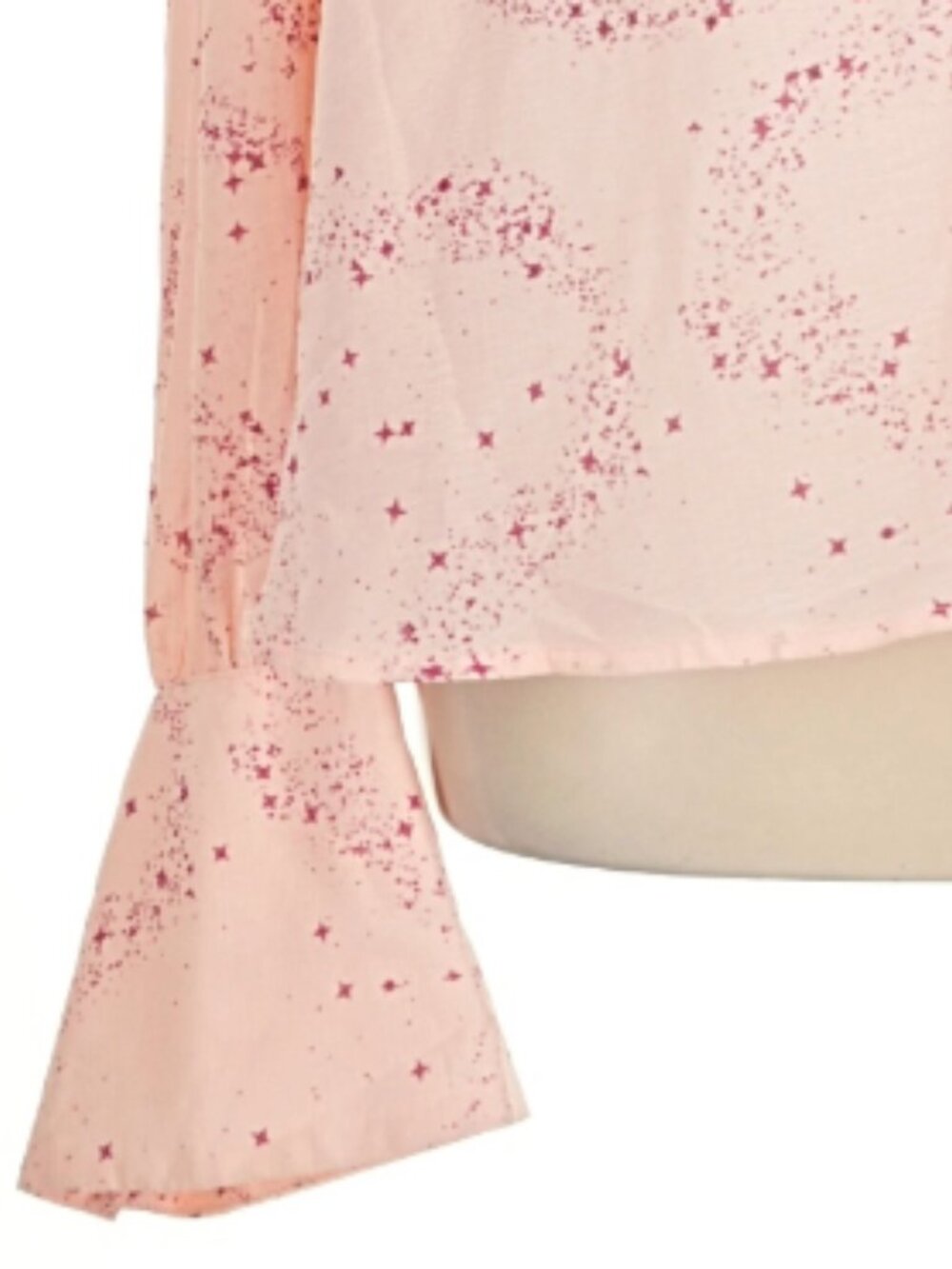 Free People Women's "Stars Align" Printed Tie-Neck Top in Peach - Size XL - Picture 7 of 13